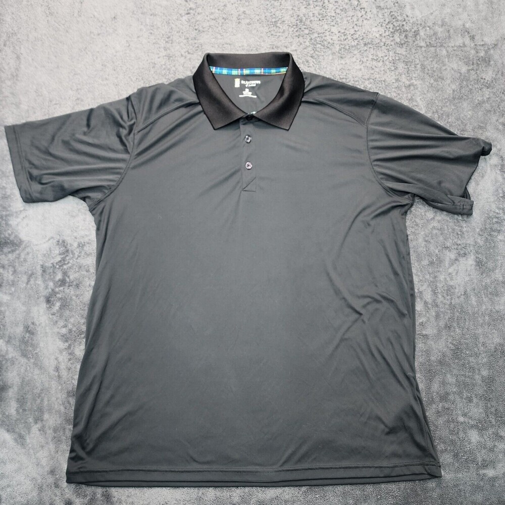St. Andrews of Scotland Polo Shirt Men's Black Golf Size 2XL